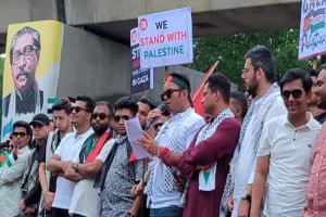 ঢাবিতে স্বাধীন ফিলিস্তিননের দাবিতে ছাত্রলীগের বিশাল পদযাত্রা