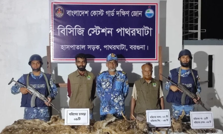বরগুনায় হরিণের মাথাসহ চামড়া উদ্ধার